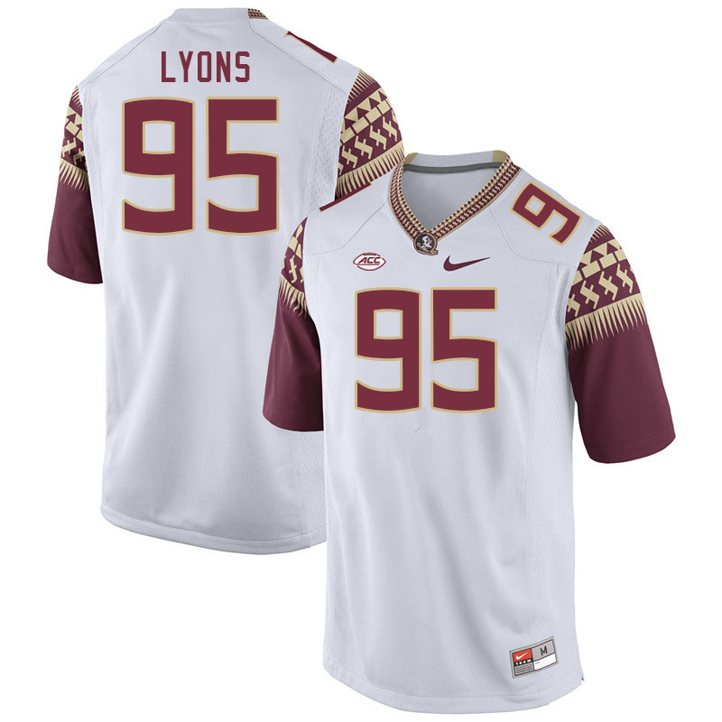Men #95 Daniel Lyons Florida State Seminoles College Football Jerseys Stitched-White
